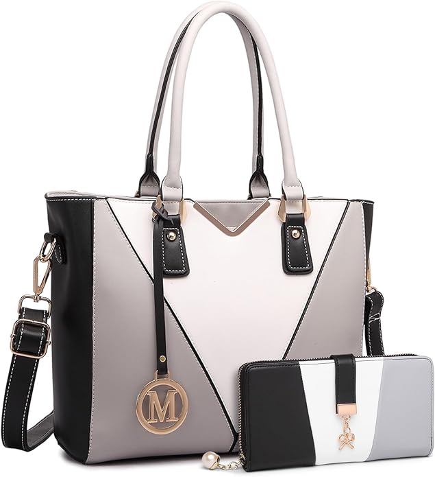 Miss Lulu Handbags for Women Look V-Shape Shoulder Handbag Lightweight Medium Tote Bag PU Leather