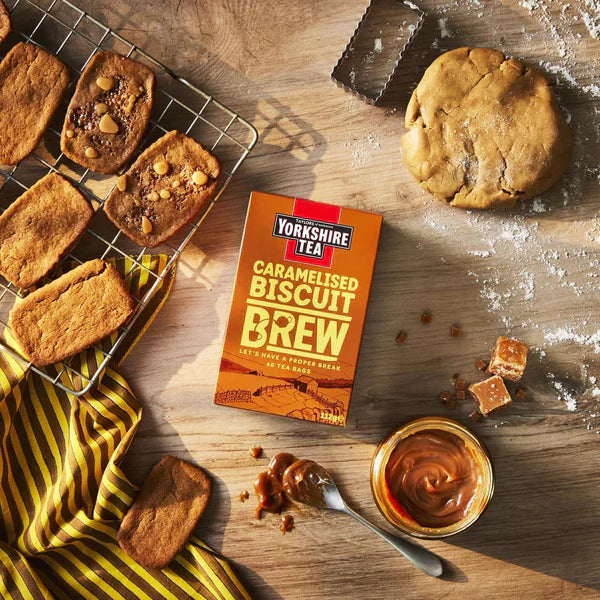 Yorkshire Tea Caramelised Biscuit Brew Flavoured Tea Bags – 4 Boxes of 40 (Total 160 Bags)