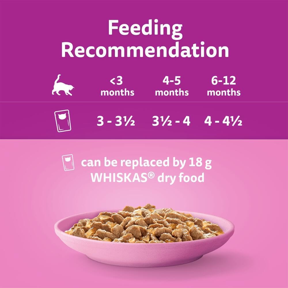 Whiskas Junior Poultry Selection in Jelly 84 x 85g Pouches – Wet Kitten & Cat Food Megapack