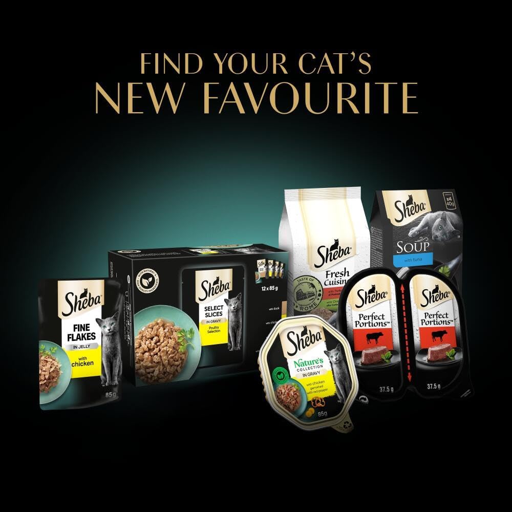 Sheba Fine Flakes in Jelly – Fish Collection Wet Cat Food, 40 x 85g