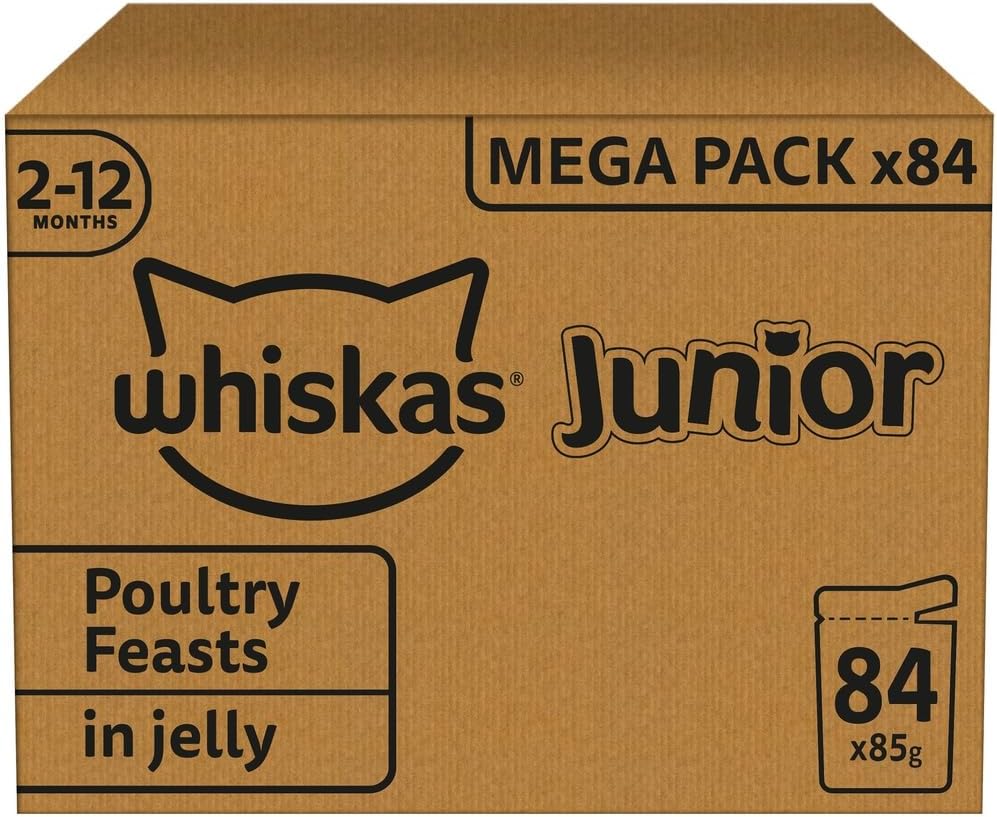 Whiskas Junior Poultry Selection in Jelly 84 x 85g Pouches – Wet Kitten & Cat Food Megapack