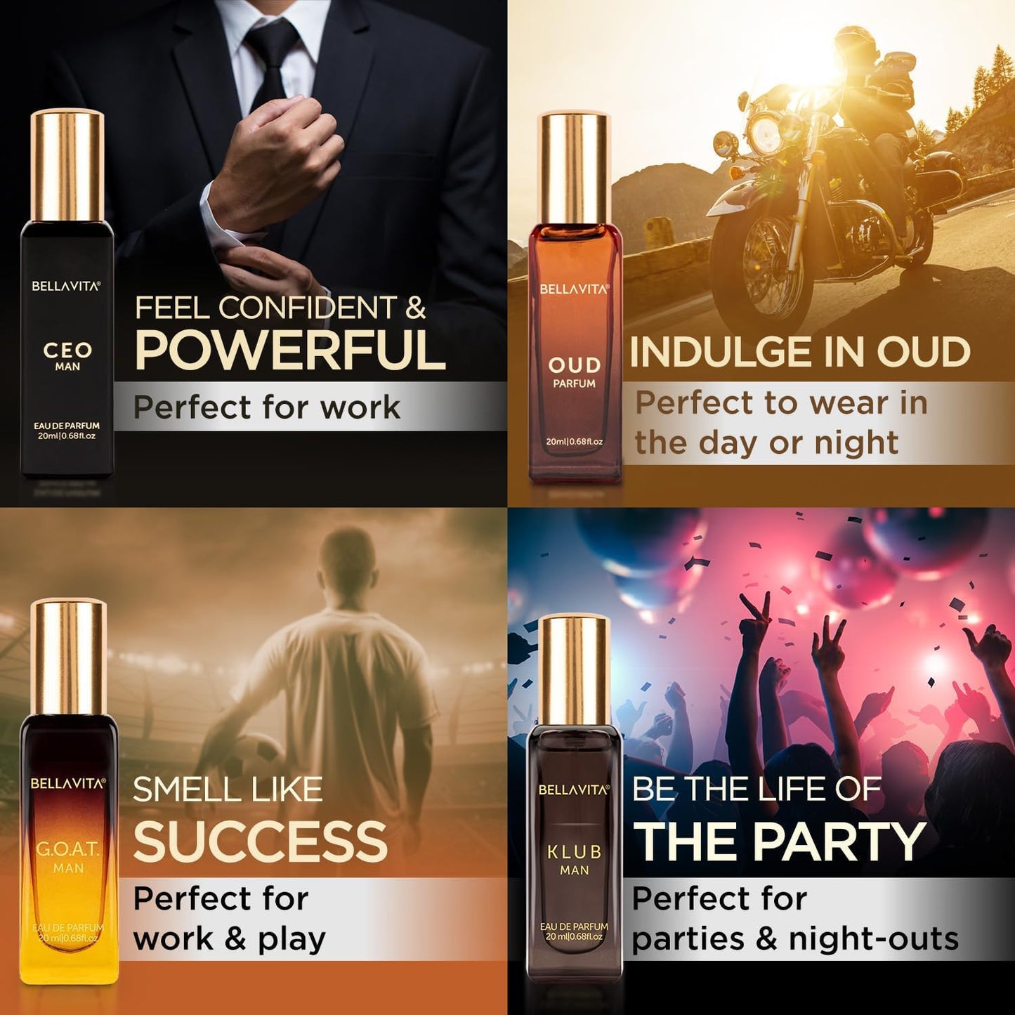 Bella Vita 4×20ml Men Fragrance Set – KLUB, OUD, CEO, GOAT