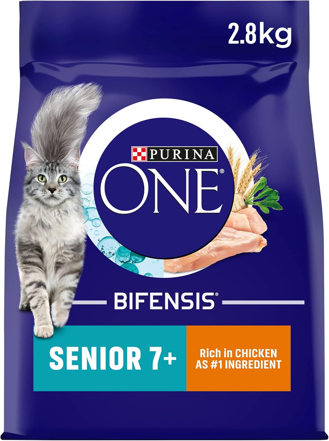 PURINA ONE Senior 7+ Chicken Dry Cat Food 2.8kg (Pack of 4)