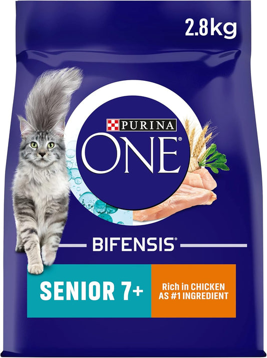PURINA ONE Senior 7+ Chicken Dry Cat Food 2.8kg (Pack of 4)