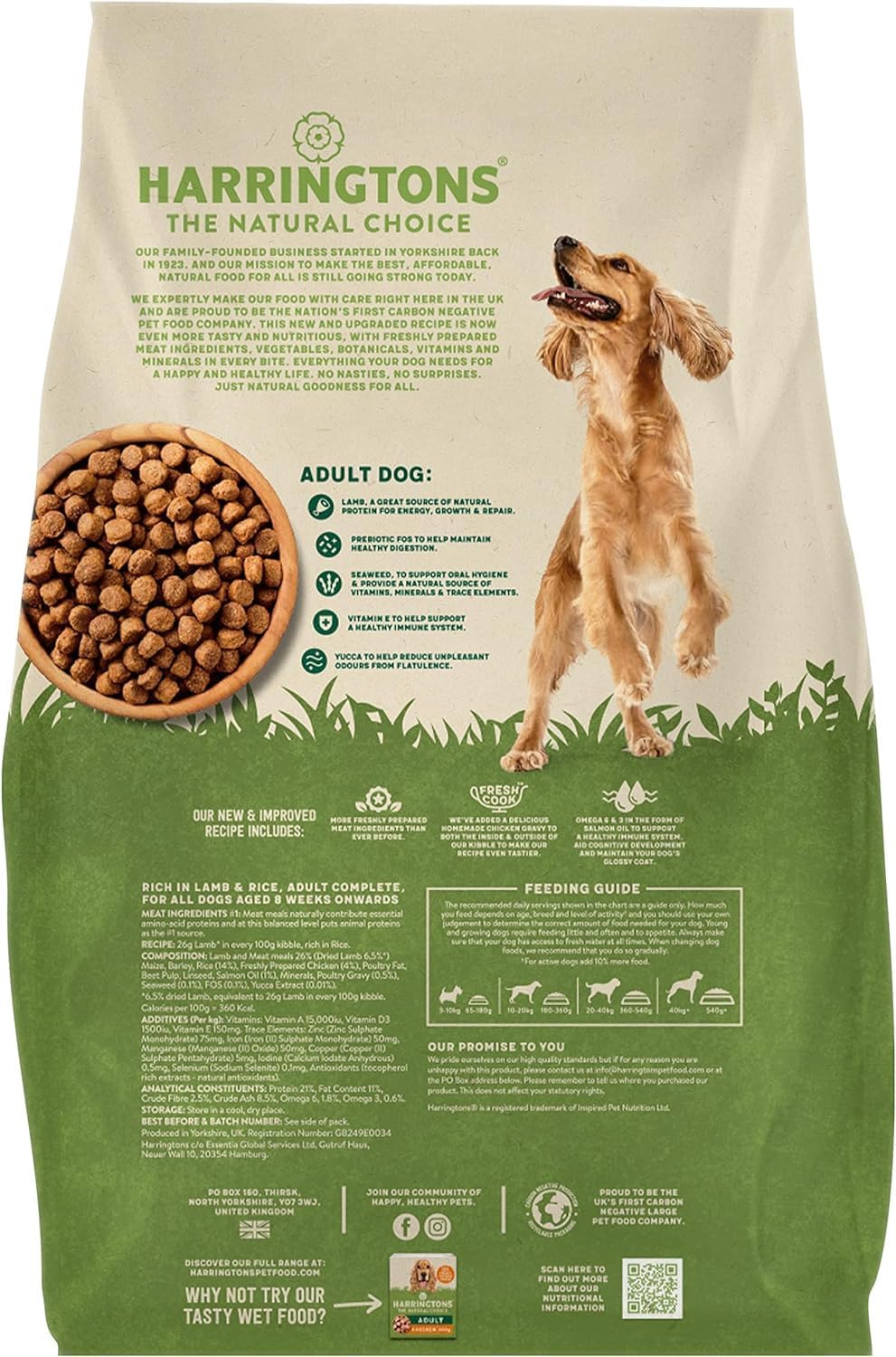 Harringtons Complete Dry Adult Dog Food – Lamb &amp; Rice, 15kg