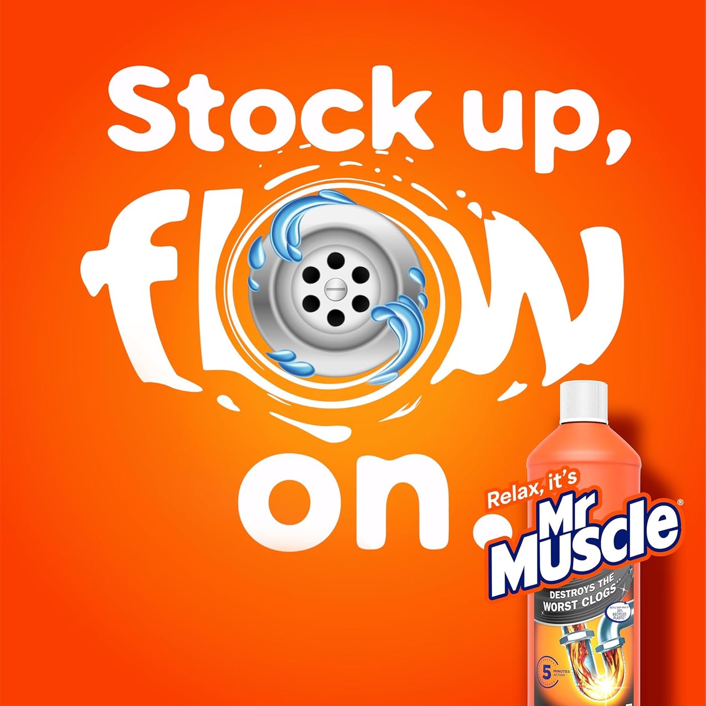 Mr Muscle Drain Unblocker – Sink & Drain Cleaner, Duo Pack (2 x 1L)