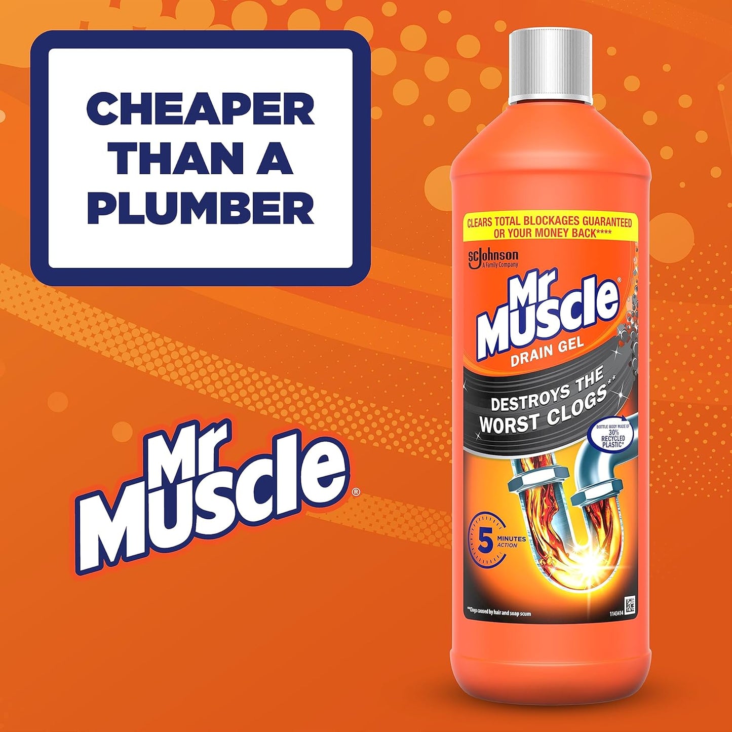 Mr Muscle Drain Unblocker – Sink & Drain Cleaner, Duo Pack (2 x 1L)