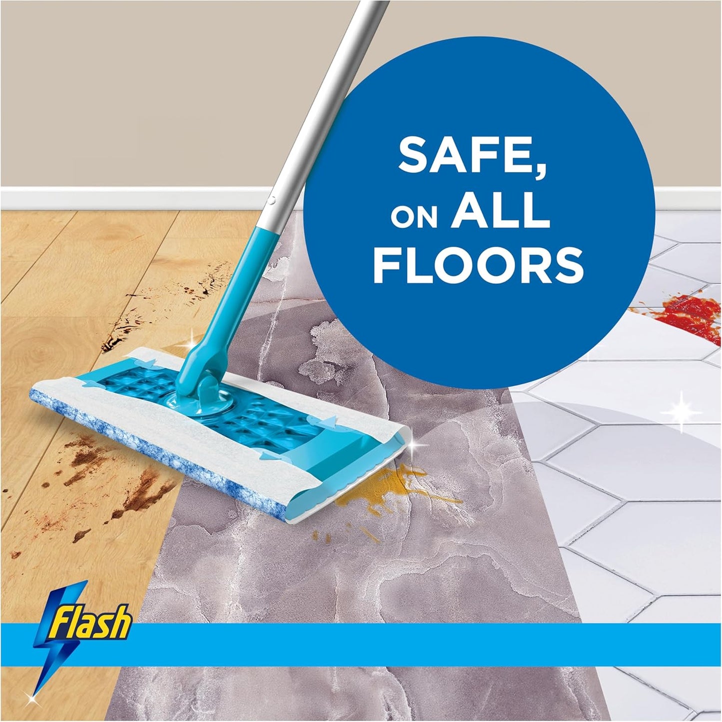 Flash Speedmop Wet Floor Cleaning Wipes – 48 Cloths (24 x 2), Antibac Lemon Multi-Surface