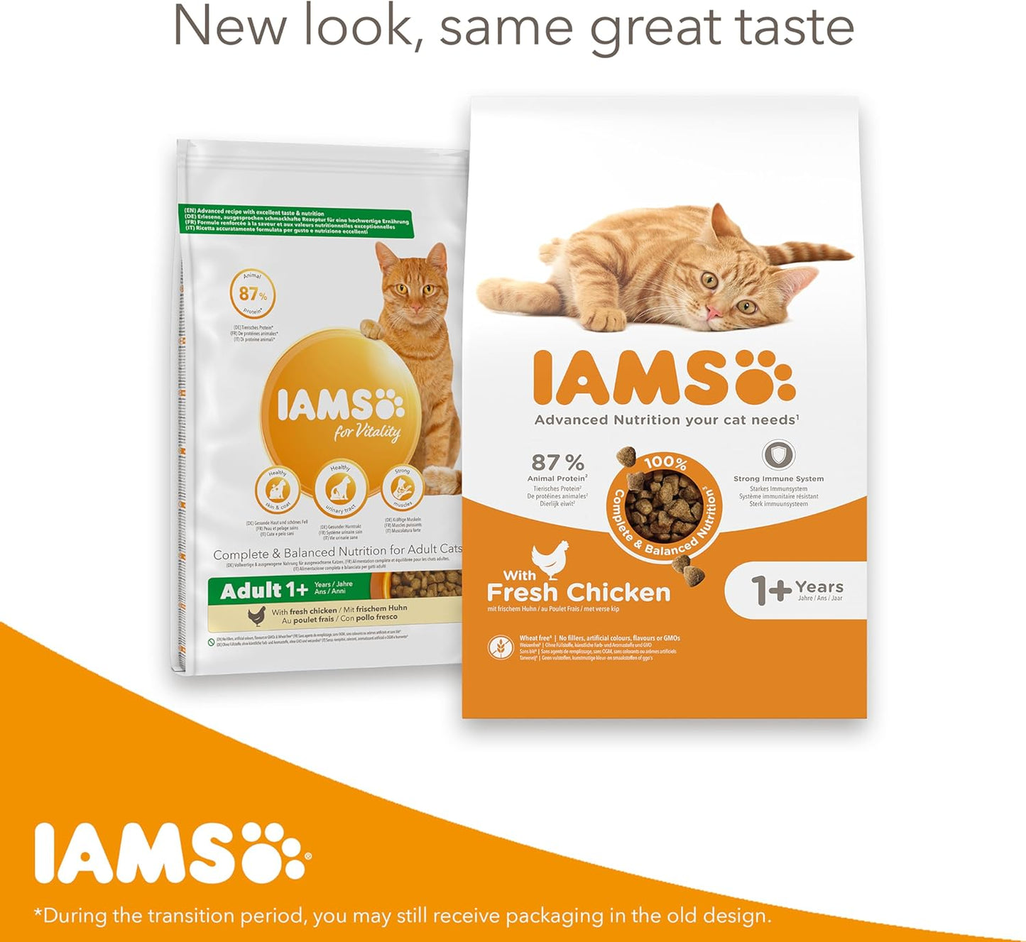 IAMS Adult Complete Dry Cat Food Chicken 3kg - Supports Strong Immune System