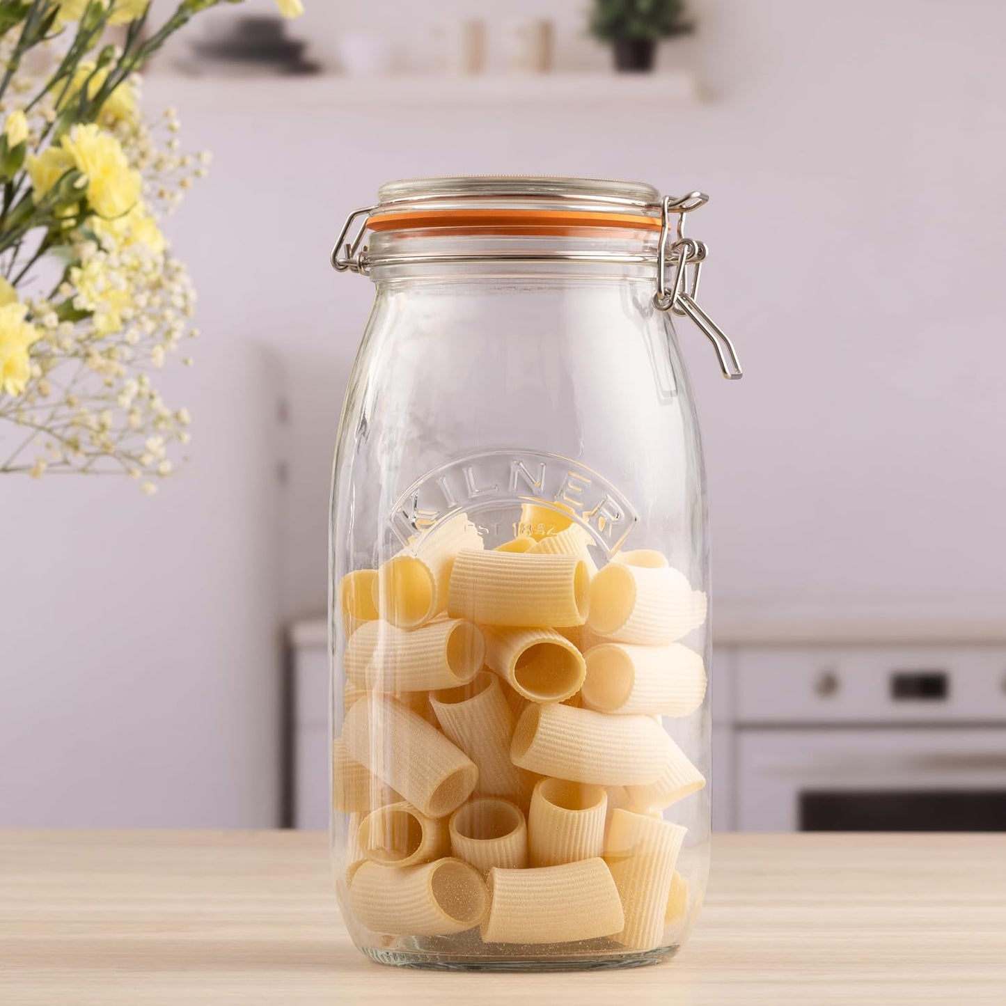Kilner Clip Top Jar 2 Litre (2000 ml) Airtight Glass Storage Jar for Preserving Fruits Vegetables Coffee Tea Rice Flour Nuts Pasta