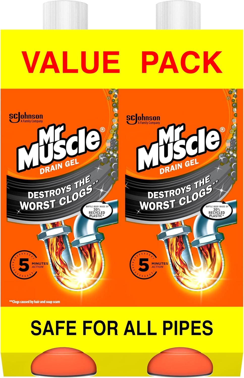 Mr Muscle Drain Unblocker – Sink & Drain Cleaner, Duo Pack (2 x 1L)