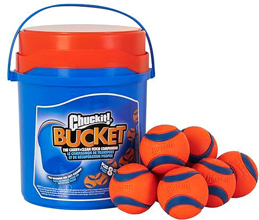 Chuckit! Ultra Ball Dog Toy – 8 Pack with Bucket, Medium