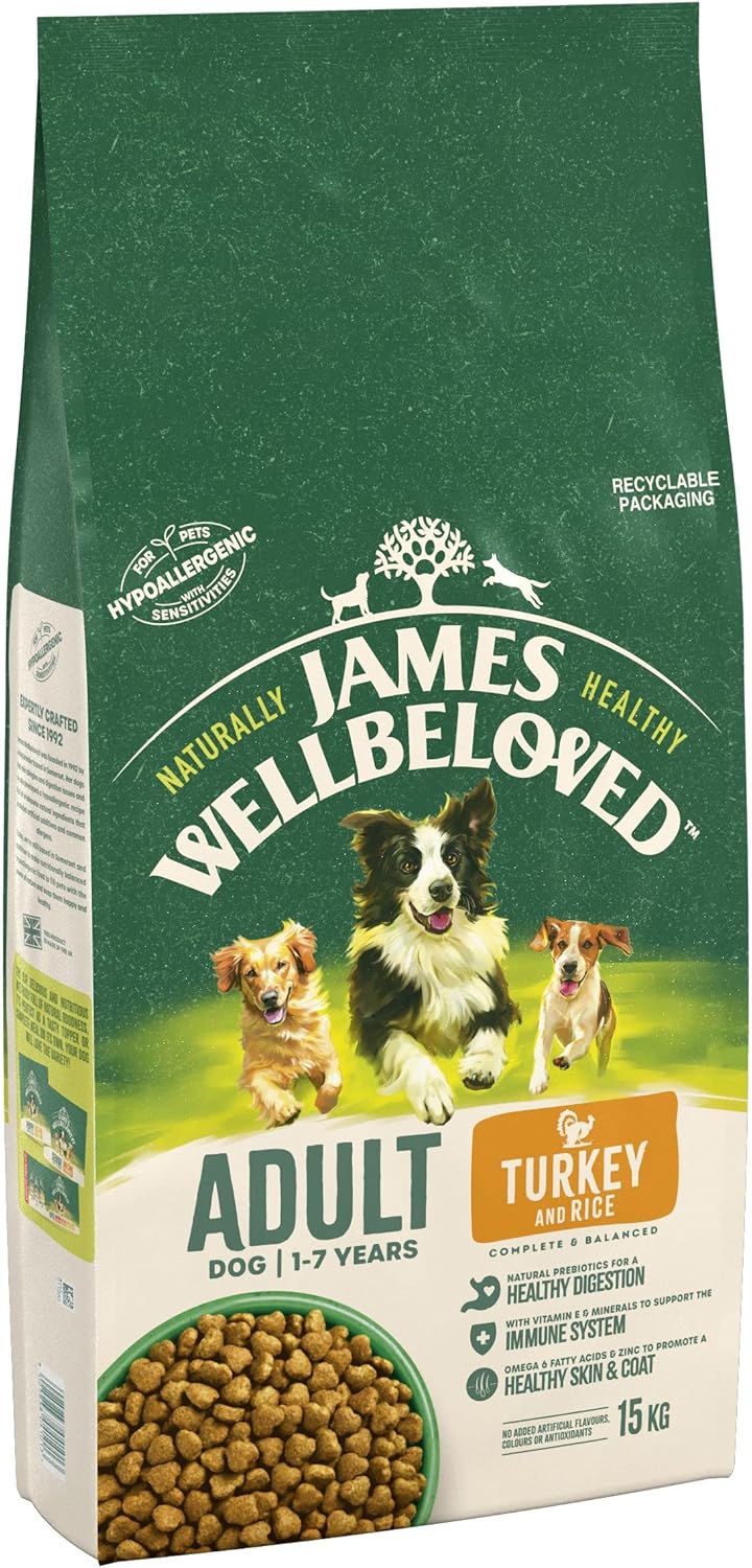 James Wellbeloved Hypoallergenic Adult Dry Dog Food – 15 kg, Turkey &amp; Rice