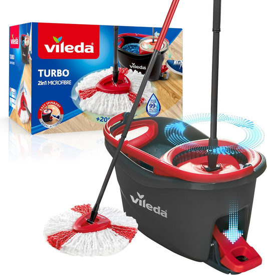 Vileda Turbo 2-in-1 Microfibre Spin Mop and Bucket Set