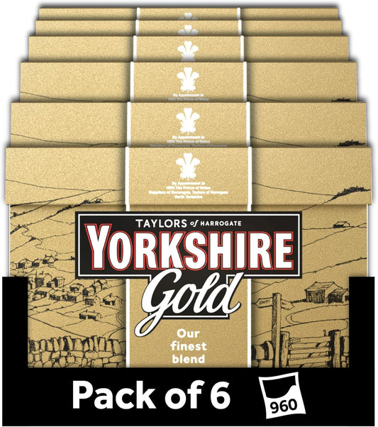 Yorkshire Tea Gold – 6 Boxes of 160 Tea Bags (960 Total)